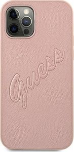 Guess Guess GUHCP12LRSAVSRG iPhone 12 Pro Max 6,7" różowy/pink hardcase Saffiano Vintage Script 3