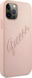 Guess Guess GUHCP12LRSAVSRG iPhone 12 Pro Max 6,7" różowy/pink hardcase Saffiano Vintage Script 4