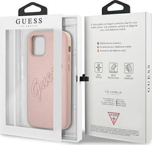 Guess Guess GUHCP12LRSAVSRG iPhone 12 Pro Max 6,7" różowy/pink hardcase Saffiano Vintage Script 8