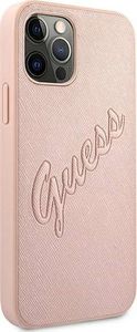 Guess Guess GUHCP12MRSAVSRG iPhone 12/12 Pro 6,1" różowy/pink hardcase Saffiano Vintage Script 4