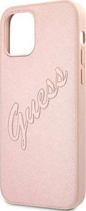 Guess Guess GUHCP12MRSAVSRG iPhone 12/12 Pro 6,1" różowy/pink hardcase Saffiano Vintage Script 6