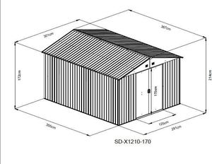 Hecht HECHT 12x10 PLUS DOMEK NARZEDZIOWY OGRODOWY NA NARZĘDZIA CIEMNOSZARY WIATA MEBLE OGRODOWE 367 x 301 cm 7
