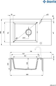 Zlewozmywak Deante Deante Andante  szklano-granitowy 1-komorowy z ociekaczem 2