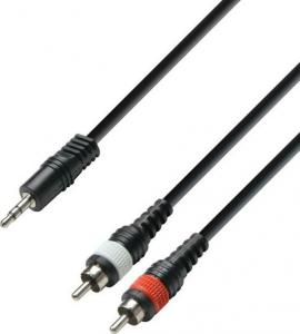 Kabel Adam Hall Jack 3.5mm - RCA (Cinch) x2 6m czarny 1