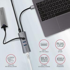 HUB USB Axagon 1x RJ-45  + 3x USB-A 3.2 Gen1 (HMA-GL3AP) 5
