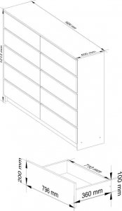 Nore Komoda NORE K160, ąžuolo spalvos 9