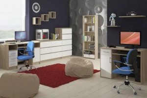 Nore Komoda NORE K140 su 6-iais stalčiais, ąžuolo spalva/balta 14