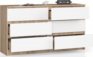 Nore Komoda NORE K140 su 6-iais stalčiais, ąžuolo spalva/balta 2