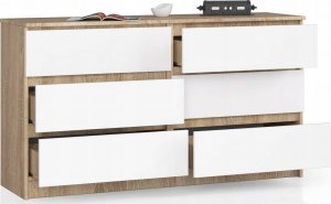 Nore Komoda NORE K140 su 6-iais stalčiais, ąžuolo spalva/balta 10