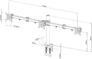 Techly Biurkowy Uchwyt Obrotowy na Trzy Monitory 13-24 Cali 30kg (ICA-LCD 482-T) 3