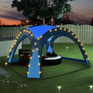 vidaXL Namiot imprezowy z LED i 4 ściankami, 3,6x3,6x2,3 m, niebieski 1