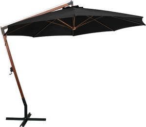 vidaXL Parasol ogrodowy wiszący, na jodłowym słupku, czarny, 3,5x2,9 m 3