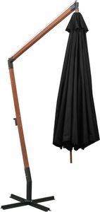 vidaXL Parasol ogrodowy wiszący, na jodłowym słupku, czarny, 3,5x2,9 m 5