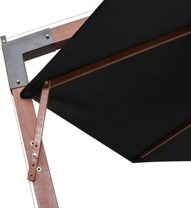 vidaXL Parasol ogrodowy wiszący, na jodłowym słupku, czarny, 3,5x2,9 m 6