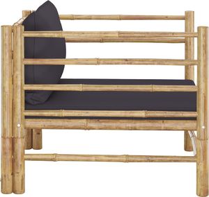 vidaXL Sofa ogrodowa z ciemnoszarymi poduszkami bambusowa 3