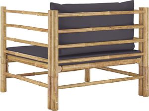 vidaXL Sofa ogrodowa z ciemnoszarymi poduszkami bambusowa 4