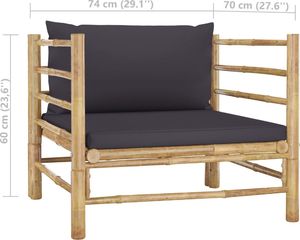 vidaXL Sofa ogrodowa z ciemnoszarymi poduszkami bambusowa 6