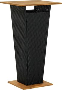 vidaXL Stolik barowy, czarny, 60x60x110 cm, rattan PE i lita akacja 1