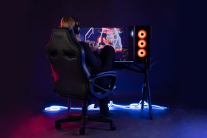 Fotel SENSE7 Knight Pu czarny  + Podkładka PREYON Falcon 5