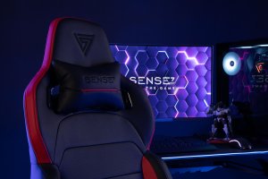 Fotel SENSE7 Sentinel materiałowy czarny + Podkładka PREYON Falcon 16