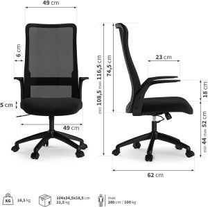 Krzesło biurowe SENSE7 Juno Czarny + Podkładka PREYON Falcon 12