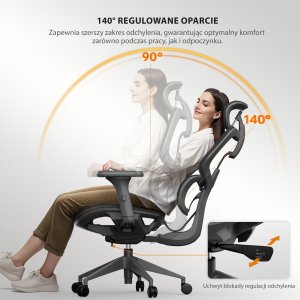 Krzesło biurowe SENSE7 Nobu ciemnoszary  + Podkładka PREYON Falcon 3