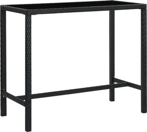vidaXL Ogrodowy stolik barowy, czarny 130x60x110 cm, polirattan i szkło 1