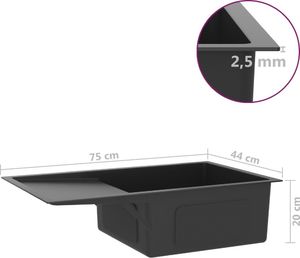 Zlewozmywak vidaXL Ręcznie robiony zlew kuchenny, sitko, czarny, stal nierdzewna 9
