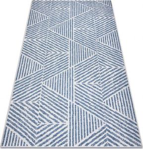 Dywany Łuszczów Dywan Sznurkowy SIZAL COLOR 47176360 Linie, trójkąty, zygzak beż / niebieski, 140x200 cm 1