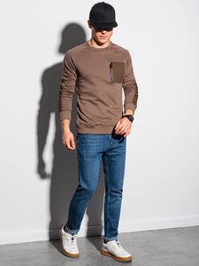 Ombre Bluza męska bez kaptura B1151 - brązowa S 3