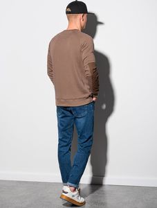 Ombre Bluza męska bez kaptura B1151 - brązowa S 4