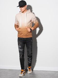 Ombre Bluza męska z kapturem B1148 - beżowa M 1