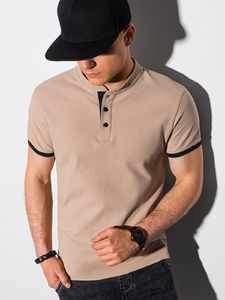 Ombre Koszulka męska polo bawełniana S1381 - beżowa XL 1