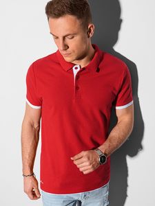 Ombre Koszulka męska polo bawełniana S1382 - czerwona XL 1