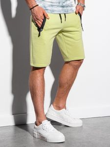 Ombre Krótkie spodenki męskie dresowe W239 - limonkowe S 2