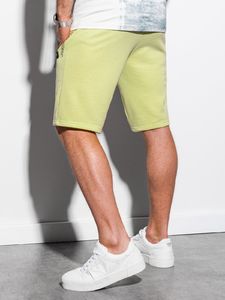 Ombre Krótkie spodenki męskie dresowe W239 - limonkowe S 3