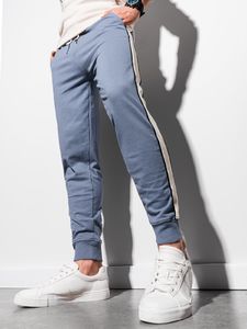 Ombre Spodnie męskie dresowe joggery P951 - niebieskie M 3