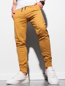 Ombre Spodnie męskie dresowe joggery P952 - musztardowe S 1