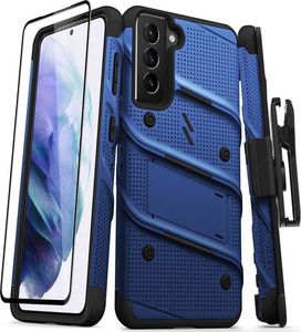 Zizo Pancerne etui Zizo Bolt Cover Samsung Galaxy S21 ze szkłem 9H na ekran + podstawka & uchwyt do paska (niebieski/czarny) 1