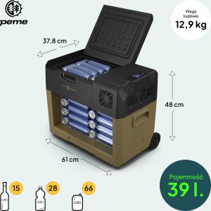 Lodówka turystyczna Peme Expedition 40 Storm Sand + kabel usb 3