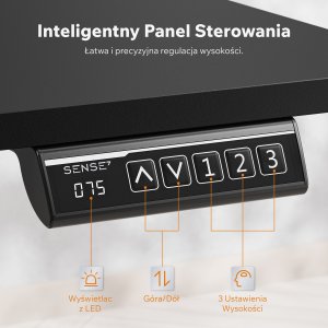 Biurko SENSE7 NOJO Light 120 czarne + Podkładka PREYON Falcon 6