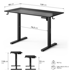 Biurko SENSE7 NOJO Light 120 czarne + Podkładka PREYON Falcon 10