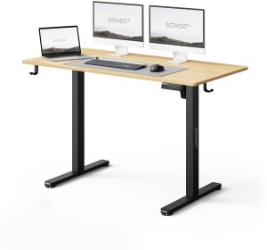 Biurko SENSE7 NOJO Light 120 Jasnobrązowo-Czarne + Podkładka PREYON Falcon 2