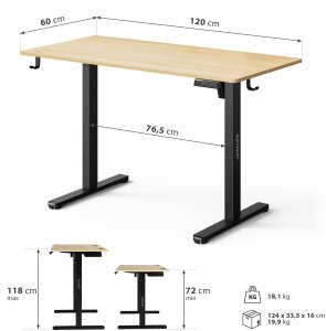 Biurko SENSE7 NOJO Light 120 Jasnobrązowo-Czarne + Podkładka PREYON Falcon 10