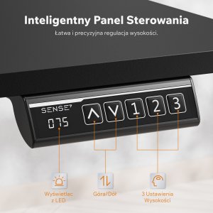 Biurko SENSE7 NOJO Light 140 czarne + Podkładka PREYON Falcon 9