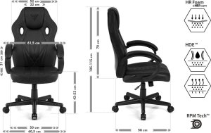 Fotel SENSE7 Prism - skórzany, czarny + kabel usb 7