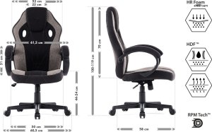 Fotel SENSE7 Prism materiałowy czarno-szary + kabel usb 15