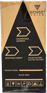 Fotel SENSE7 Prism materiałowy czarno-szary + kabel usb 4