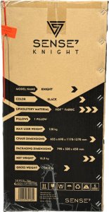 Fotel SENSE7 Knight - materiałowy, czarny + kabel usb 12