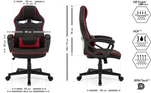 Fotel SENSE7 Knight materiałowy czarno-czerwony + kabel usb 11